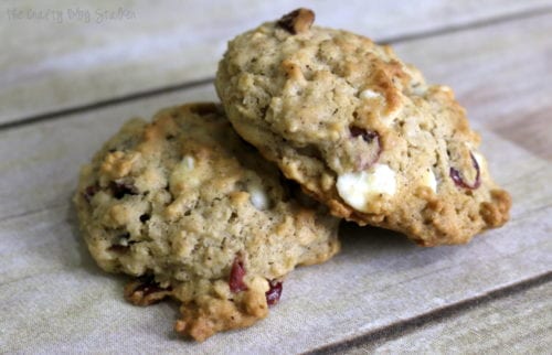 white chocolate and cranberry oatmeal cookies