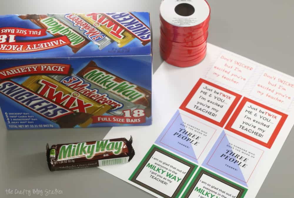 How to Make a Printable Candy Bar Wrapper Teacher Gift Idea, a tutorial featured by top US craft blog, The Crafty Blog Stalker.