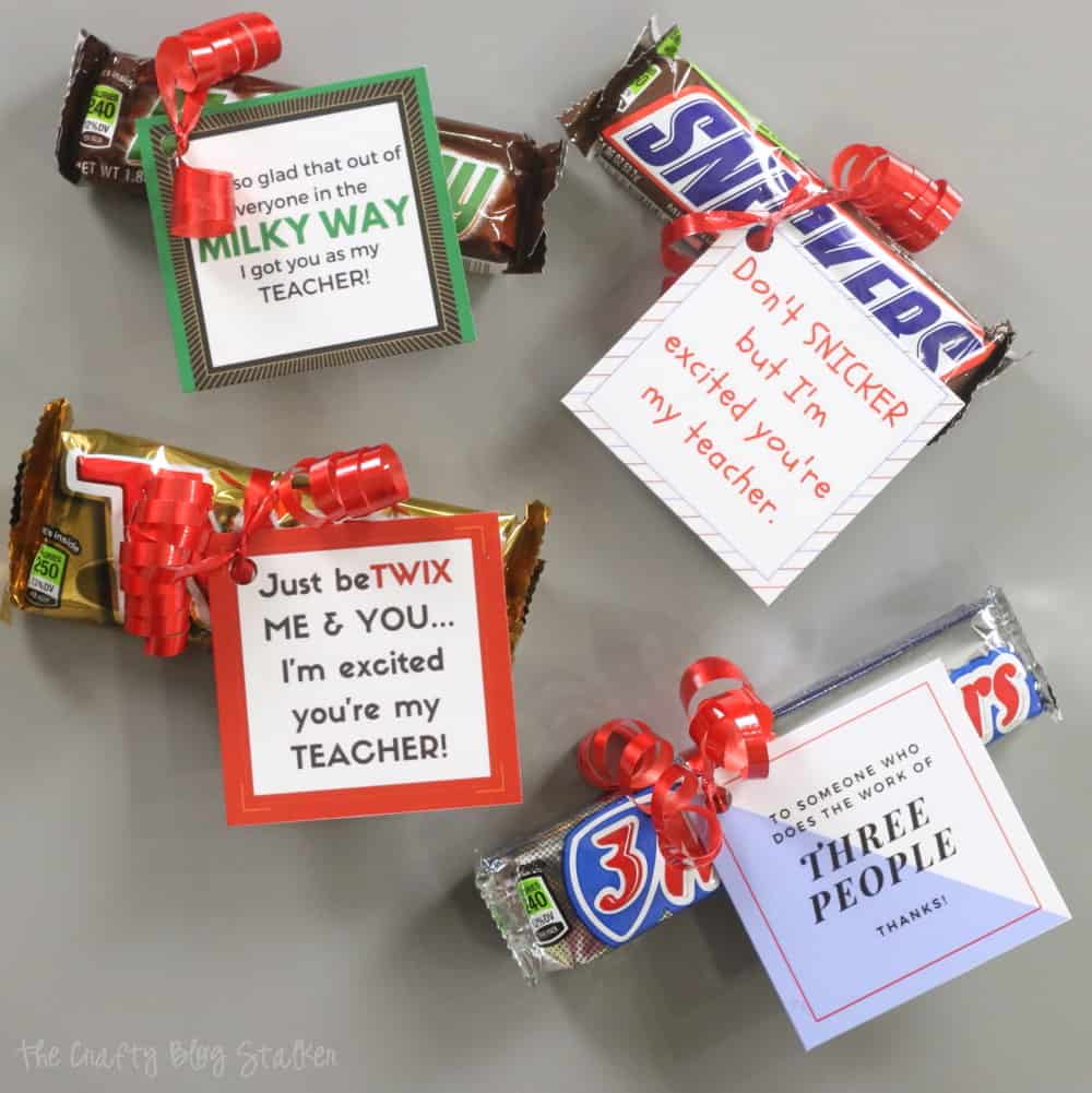 How to Make a Printable Candy Bar Wrapper Teacher Gift Idea, a tutorial featured by top US craft blog, The Crafty Blog Stalker.