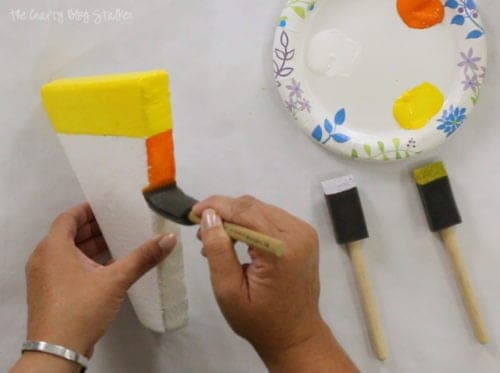 painting the styrofoam pieces