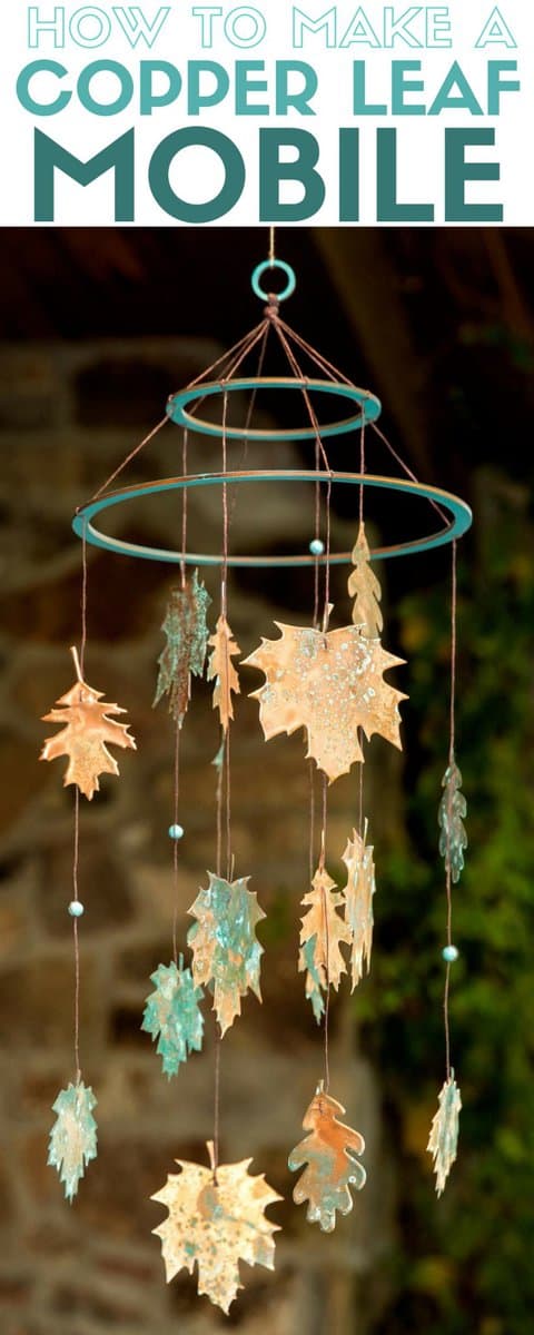 How to make a handmade copper leaf mobile perfect for Fall. The craft kit includes all the supplies you need. A simple DIY craft tutorial idea.