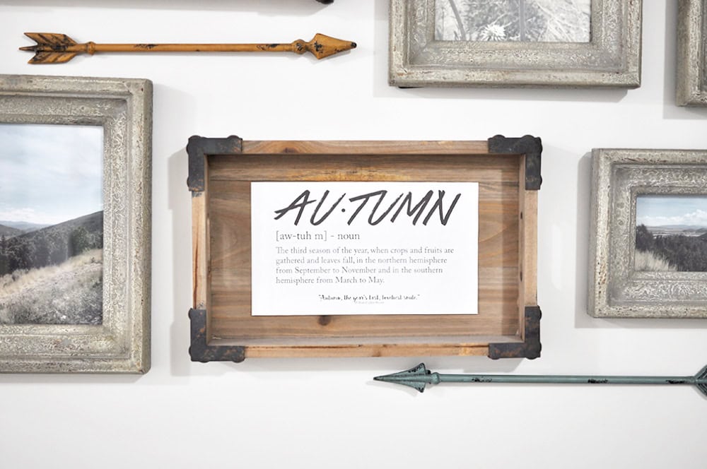 Looking for easy Fall Decor? This Autumn Definition Printable along with over 35 more is the perfect way to easily add a little Fall Decor to your home. 