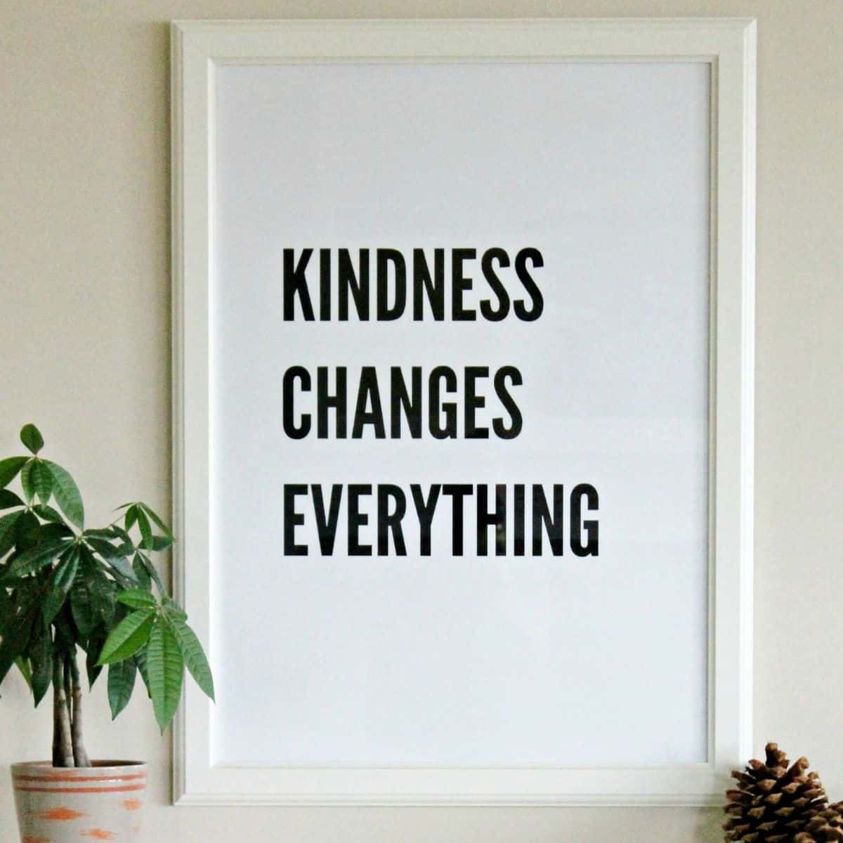 White framed wall art reading