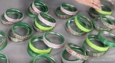 Canning rings wrapped with washi tape