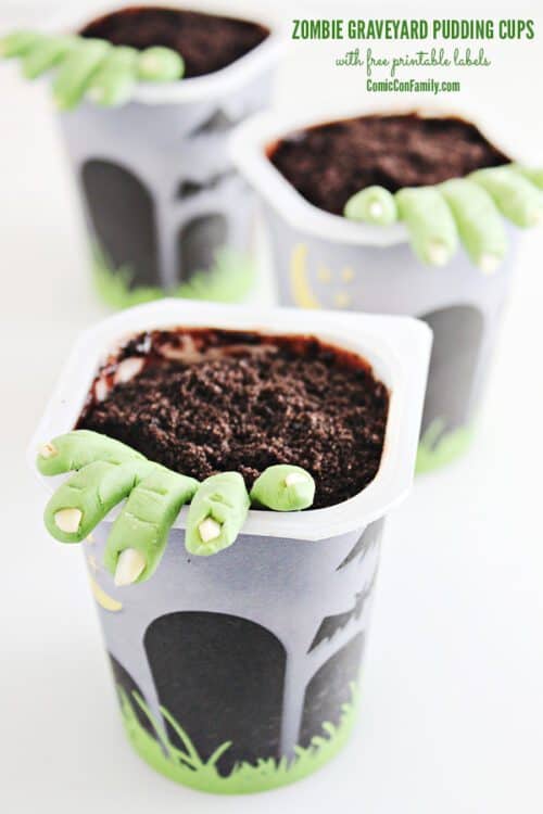 Zombie Graveyard Pudding Cups with Free Printable Snack Pack