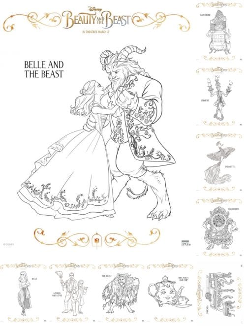 Beauty and The Beast Printable Coloring Sheets, featured by top US craft blog, The Crafty Blog Stalker.