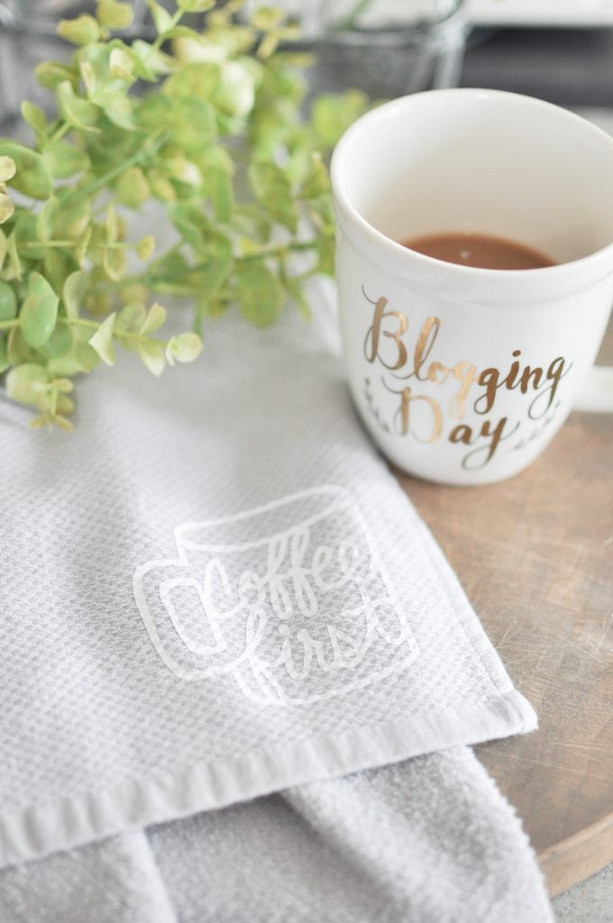 Coffee Kitchen Towel Tutorial | Cricut Explore Air
