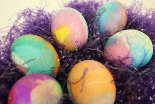 Dyed Easter Eggs with Bleeding Tissue Paper