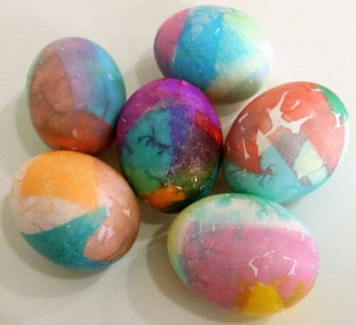 Dyed Easter Eggs with Bleeding Tissue Paper