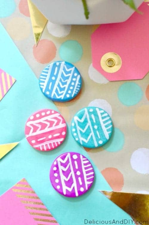 An Easy Geometric Oven Bake Clay Fridge Magnets DIY