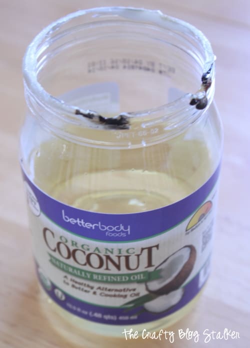 top of melted coconut oil jar