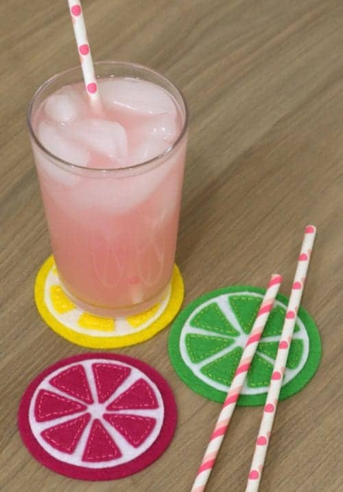 Easy-to-Make DIY Coasters featured by top US craft blog, The Crafty Blog Stalker: image of felt citrus coasters