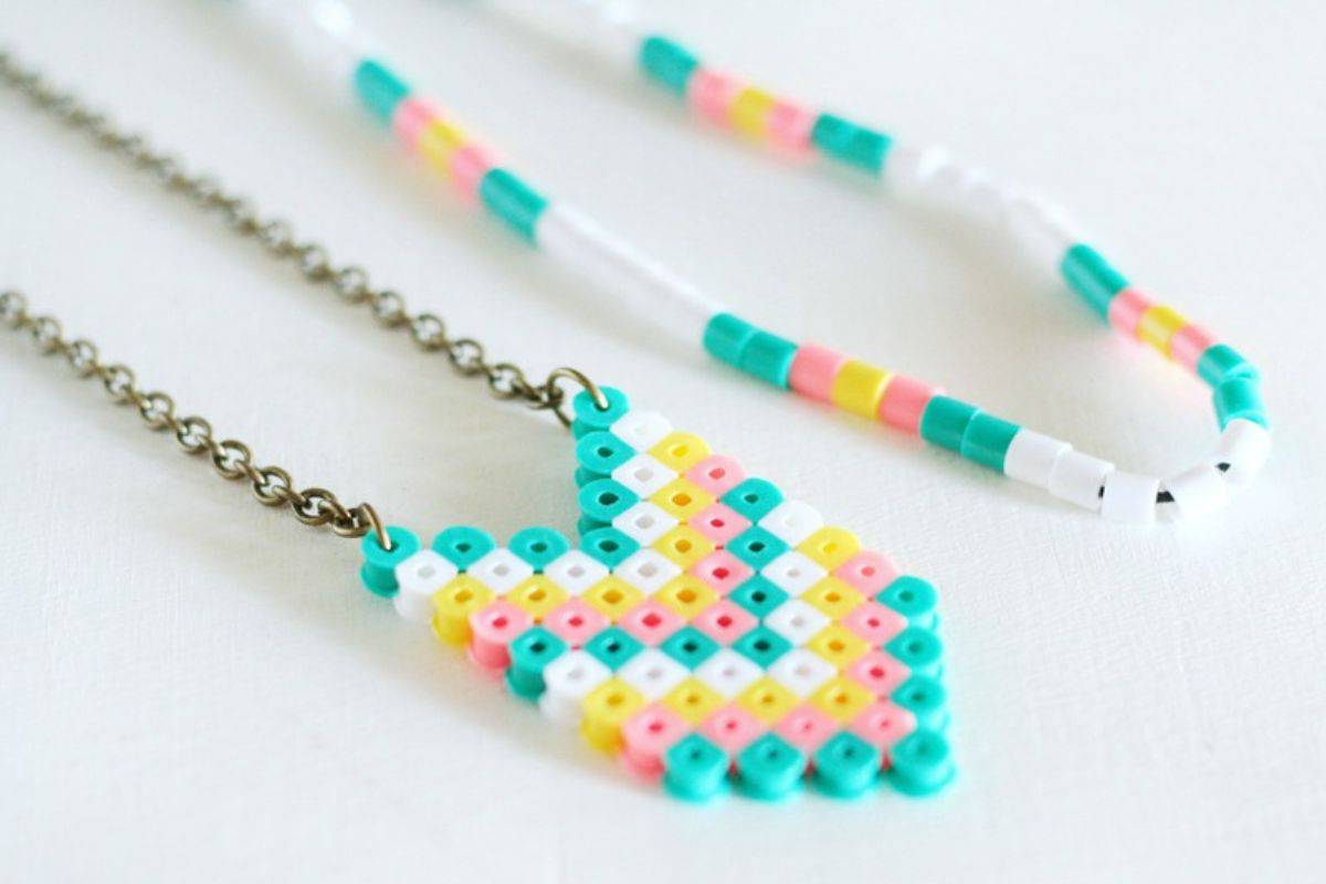 Chevron Perler Bead Necklaces.