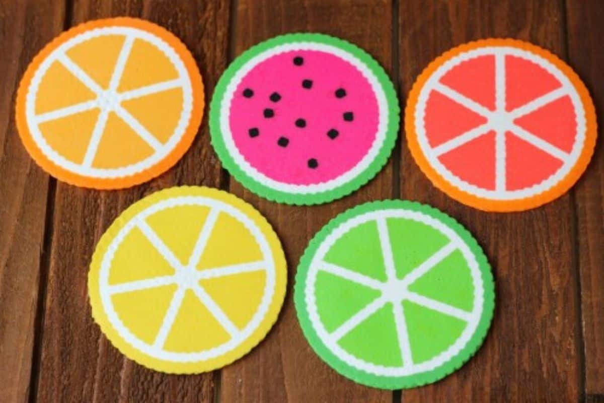 Citrus Perler Bead Coasters.