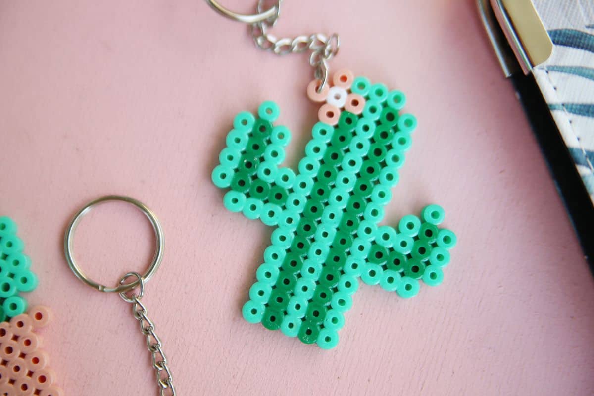 Perler Bead Cactus 
Keyring.