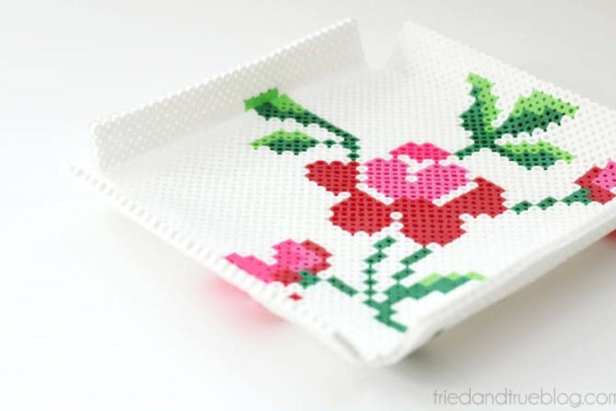 Floral Perler Bead Tray.