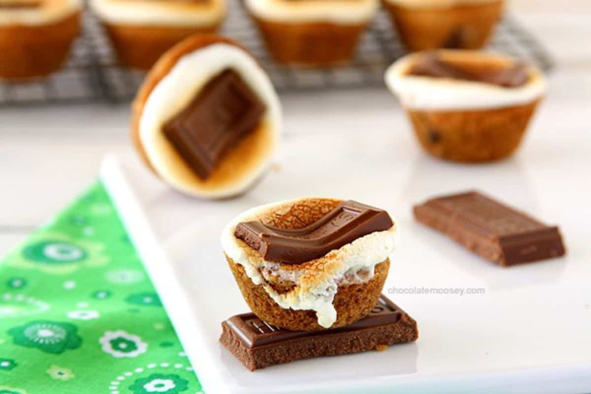 Smores Chocolate Chip Cookie Cups.