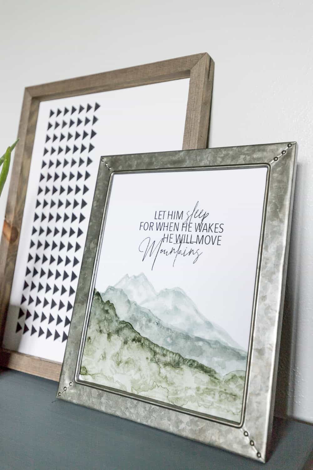  Learn how to create this adorable artwork for your boys room using this Mountain Watercolor Tutorial combined with this adorable printable quote. 