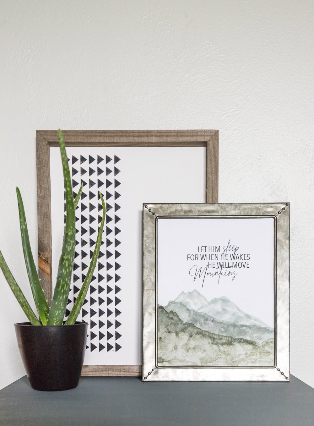  Learn how to create this adorable artwork for your boys room using this Mountain Watercolor Tutorial combined with this adorable printable quote. 
