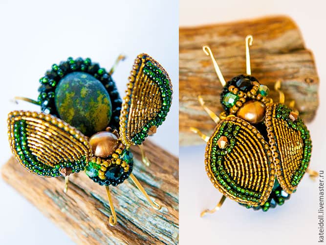 Beaded Bugs with Moving Wings.