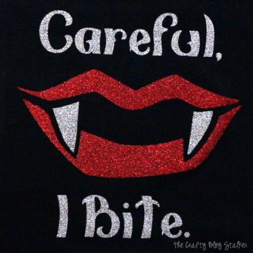 How to Make a Vampire Shirt with Cricut and Glitter Iron-on , a tutorial featured by top US craft blog, The Crafty Blog Stalker.