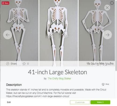 How to Make a 41-inch Large Skeleton with the Cricut Maker, a tutorial featured by top US craft blog, The Crafty Blog Stalker.