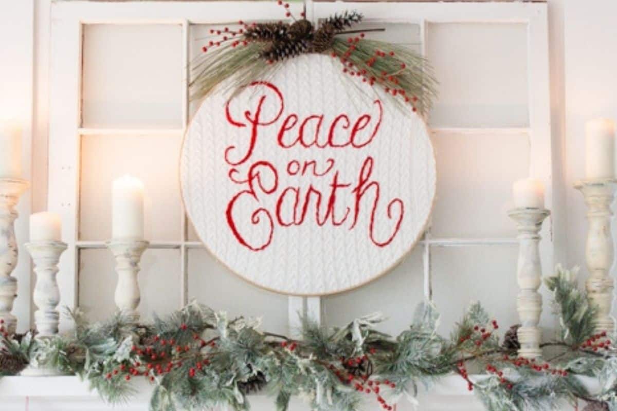 Holiday Embroidery Hoop Art.