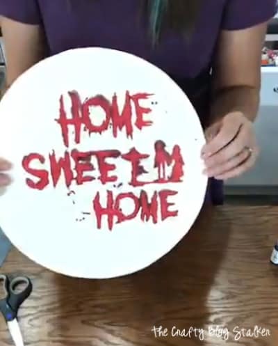 How to Make a Scary Home Sweet Home Halloween Decoration, a tutorial featured by top US craft blog, The Crafty Blog Stalker
