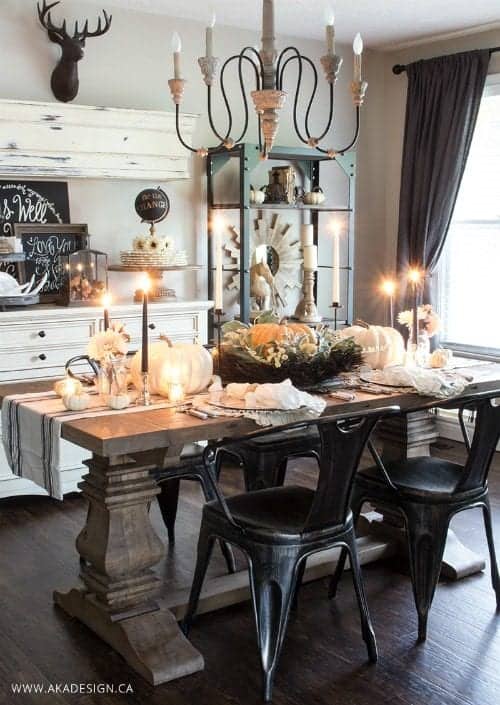 French Farmhouse and Industrial Thanksgiving Table
