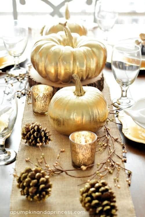 Thanksgiving Inspired Gold Table Decor