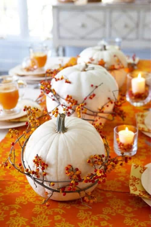 White Pumpkin Fall Table