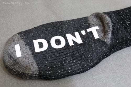 one finished funny word sock