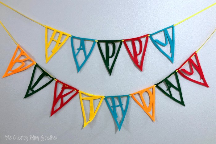 How to Make a Felt Happy Birthday Pennant Banner with Cricut Maker, a tutorial featured by top US craft blog, The Crafty Blog Stalker.