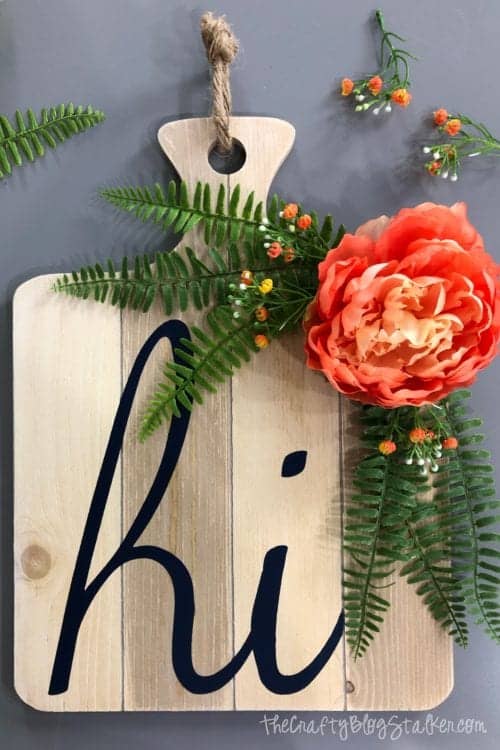 How to Make a Modern Front Door Decor Door Hanger, a Cricut tutorial featured by top US craft blog, The Crafty Blog Stalker.