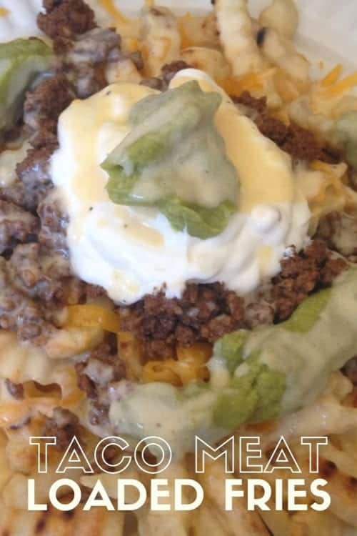 How to Make Delicious Taco Meat Loaded Fries featured by top US craft blog, The Crafty Blog Stalker