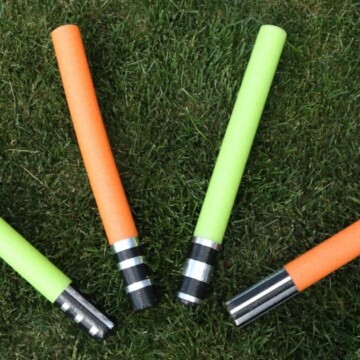 How to Make a DIY Pool Noodle Lightsaber featured by top US craft blog, The Crafty Blog Stalker
