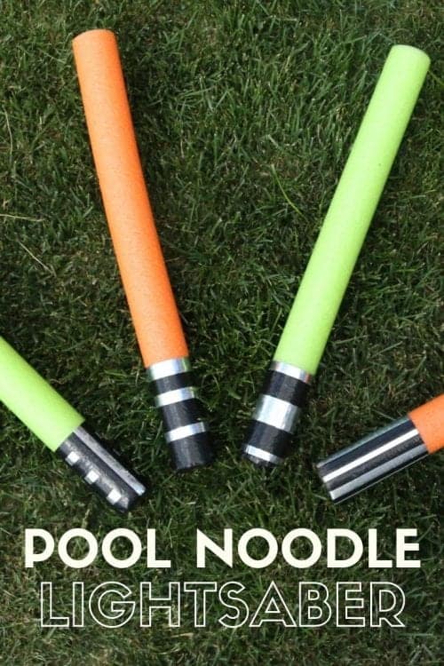 image of green and orange Pool Noodle Lightsabers