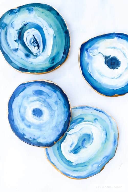 Easy-to-Make DIY Coasters featured by top US craft blog, The Crafty Blog Stalker: image of DIY agate coasters