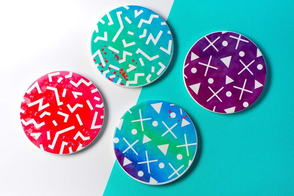 Infusible Ink Projects featured by top US craft blog, The Crafty Blog Stalker: image of party coasters