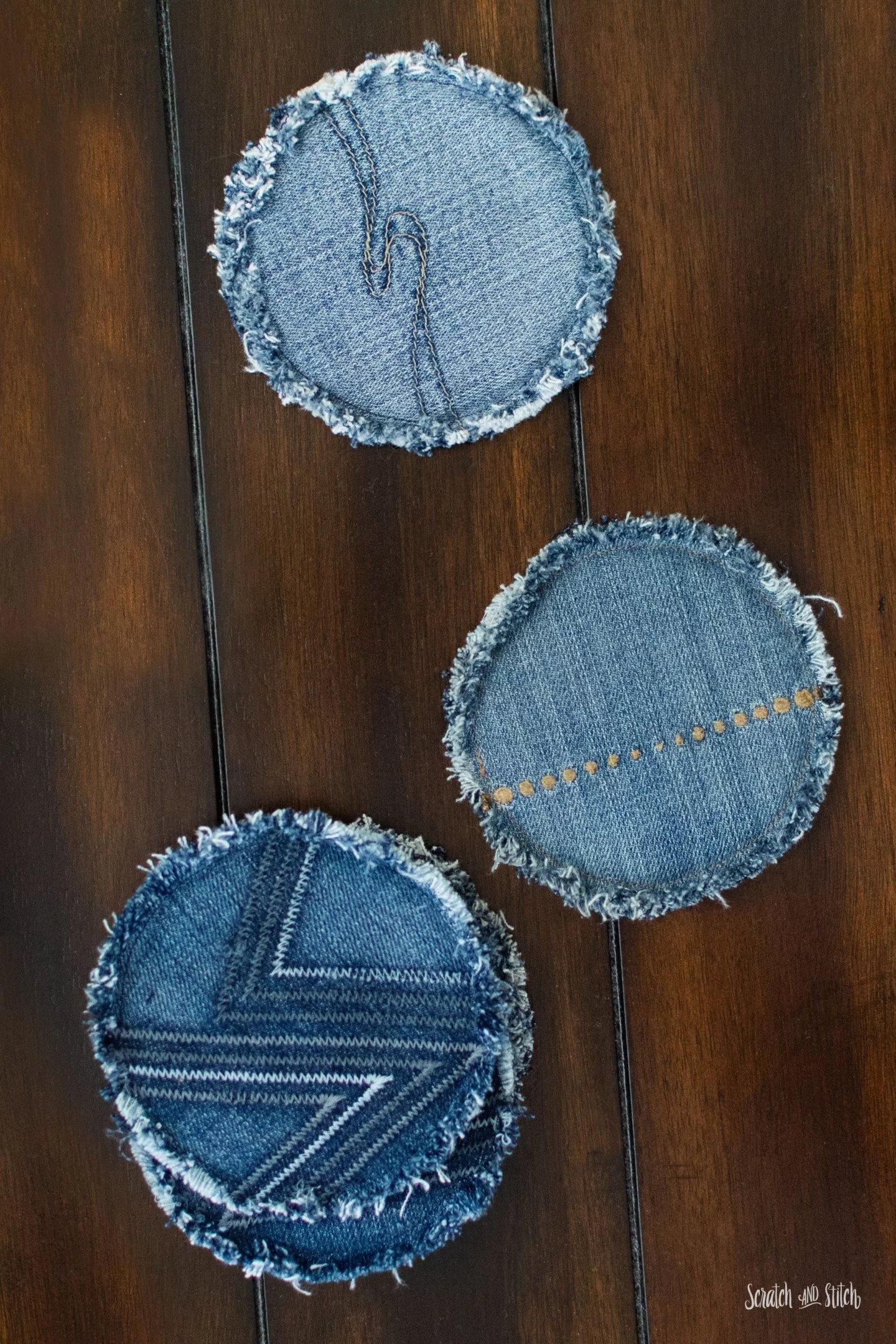 Easy-to-Make DIY Coasters featured by top US craft blog, The Crafty Blog Stalker: image of DIY coasters made from jeans
