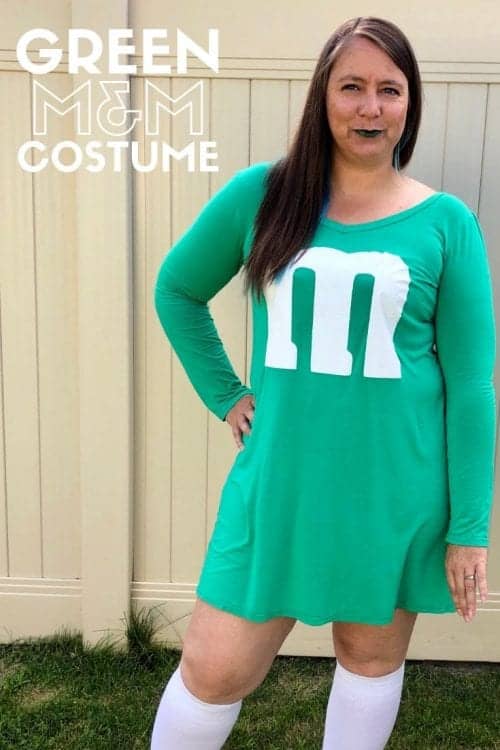 How to Make a Green M&M Halloween Costume featured by top US craft blog, The Crafty Blog Stalker