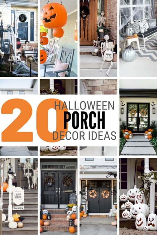 collage title image for The Top 20 Halloween Porch Decor Ideas With Tutorials
