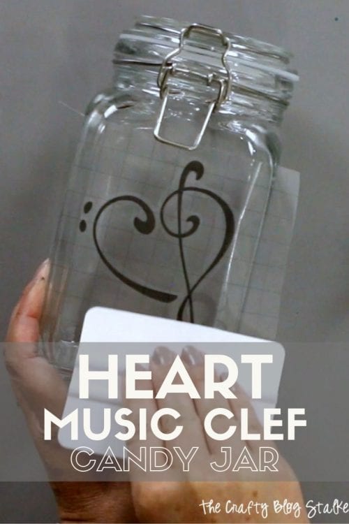 How to Make a Heart Music Clef Candy Jar, a tutorial featured by top US craft blog, The Crafty Blog Stalker.