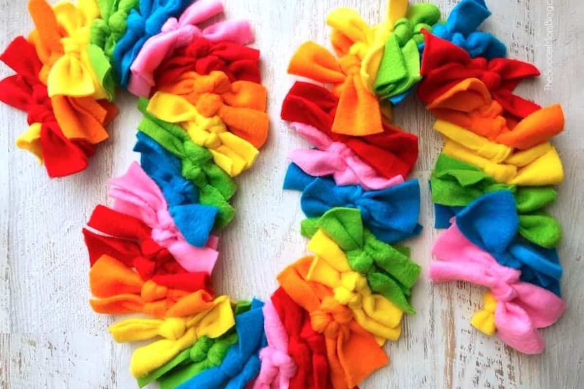 Rainbow Knot Fleece Scarf.