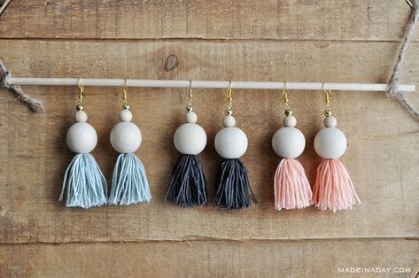 20 Cute Handmade Earrings Ideas featured by top US craft blog, The Crafty Blog Stalker: image of wood bead earrings