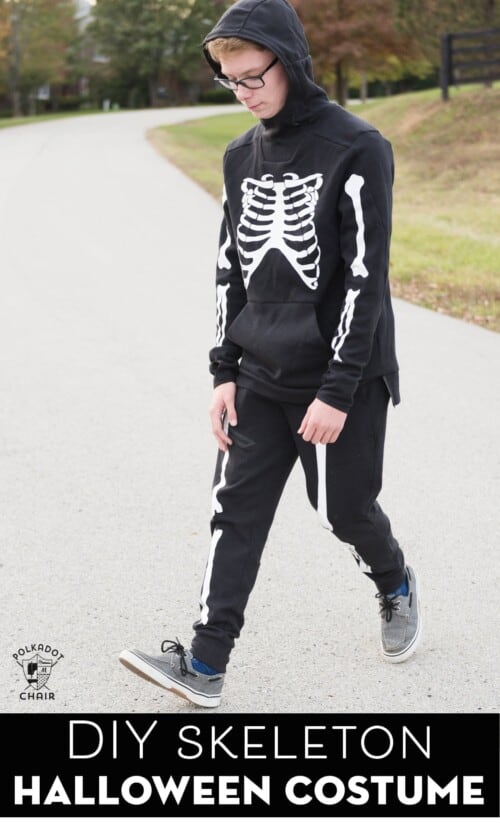 DIy halloween costume cricut skeleton