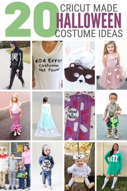 title collage image for 20 DIY Cricut Halloween Costume Ideas with Complete Tutorials
