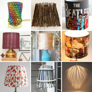 Collage with 9 handmade lampshades.