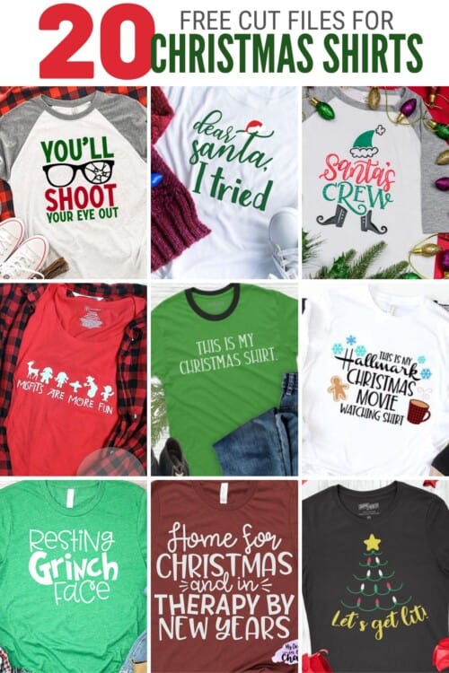 title image for 20 Free SVG Cut Files to Make Fun Christmas Shirts 