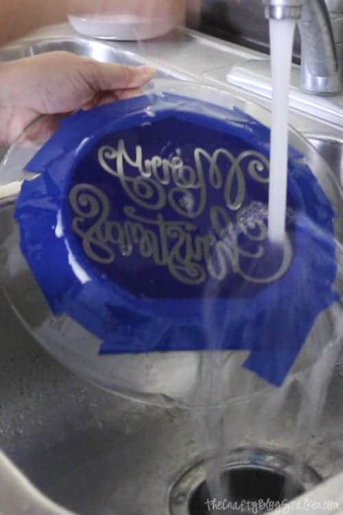 How to Make Glass Etched Christmas Cookie Plates, a tutorial featured by top US craft blog, The Crafty Blog Stalker.